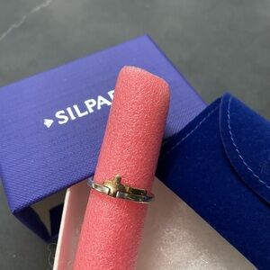 Silpada Sterling Silver 9K Gold Cross Ring  Size 6  RARE